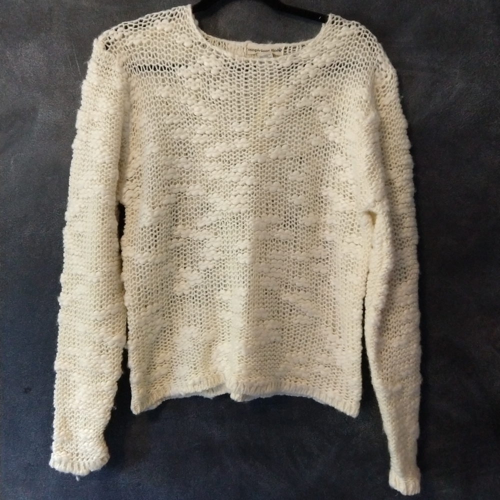 90s Y2K Suspicious Lines Wool Blend Boucle Sweater Size Large